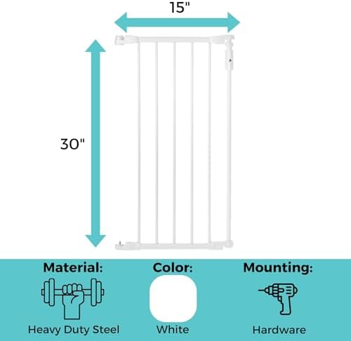 Toddleroo by North States - 6-Bar Extension for Deluxe Décor Gate: 15 Inch Baby Gate Extension - Add Up to 6 Extenders - White - Image 4