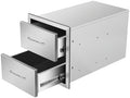 Outdoor Kitchen Drawers 14" W x 15" H x 23" D Flush Mount Double BBQ Drawers with Chrome Handle Stainless Steel Drawer for Outdoor Kitchen Island, Patio Grill Station by SGOLAN