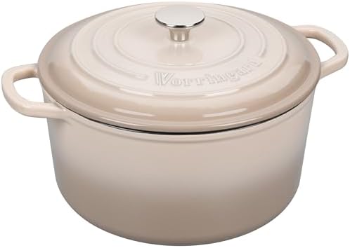 VORRINGARD Enameled Cast Iron Dutch Oven Pot with Lid, for Sourdough Bread Baking, Round Dutch Ovens, 4.5 Quart, Latte - Image 7