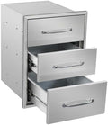 Outdoor Kitchen Drawers 15.7" W x 21.6" H x 17.7" D Stainless Steel Triple Drawers with Ergonomic Handle for BBQ Island, Patio Grill Station & Outdoor Kitchen Cabinets by Unknown