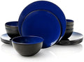 TP 18-Piece Melamine Dinnerware Sets, Service for 6, Blue&Black by TastePrime