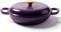 Dutch Oven Enameled Cast Iron with Lid - Big Dual Handles - Oven Safe up to 500°F - Classic Round Pot for Versatile Cooking 3 QT Shallow Pot Purple by Alathote