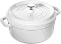 STAUB Cast Iron Dutch Oven 4-qt Round Cocotte, Made in France, Serves 3-4, White by Unknown