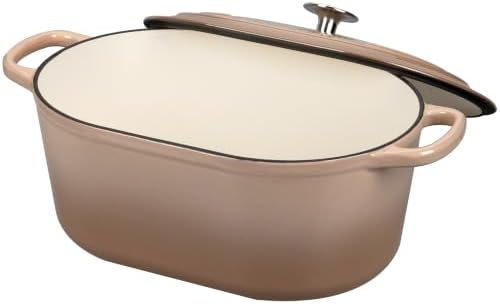 EDGING CASTING Enameled Cast Iron Oval Dutch Oven, 6QT, Mocha - Image 5