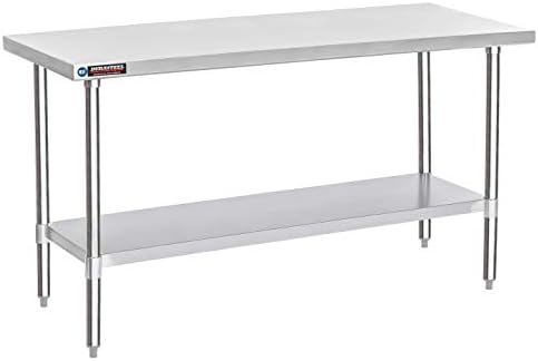 DuraSteel 30x72 Stainless Steel Prep Table - NSF Commercial Kitchen Metal Worktable - Large Laboratory Benches with Under Shelf - For Laundry Room, Kitchen, Garage, Restaurant by DuraSteel