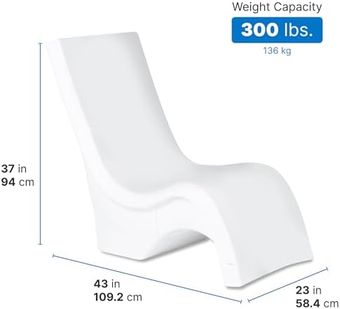 Step2 Vero Pool Chair, Fade-Resistant, Waterproof Patio Furniture for Sun Shelf, Use in Pools up to 15-Inches of Water, Weighted, 43"D x 23"W x 37"H, Resin, White - Image 3