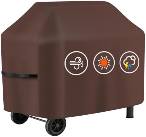 Perfect Grill Cover for Outdoor Grills Waterproof Rip-Proof Weather Resistant for Reliable Protection Griddle Cover Easy to Clean Adjustable Hem Drawstring Fade Resistant (Brown, 65) by HAZBEN