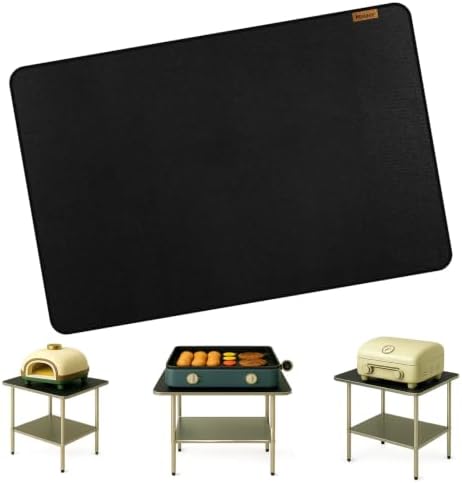 Matace 16x24 Fireproof Grease Mats for Under Tabletop Grill, Small Double-Sided Fire Retardant Silicone Mat, Kitchen Countertop Protector for Burner, Air Fryer, Oven, Microwave, Toaster, Black by MataceCarpet