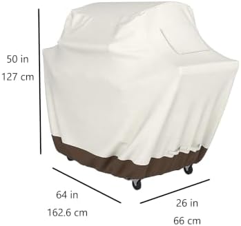 Amazon Basics Gas Grill Barbecue Cover for Outdoor, Waterproof, UV Resistant, Weather Resistant, All Weather Protection, Durable, 65 inch, Large, Beige - Image 2