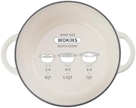 Enameled Cast Iron Round Dutch Oven -7QT Pot With Lid,Cream - Image 2