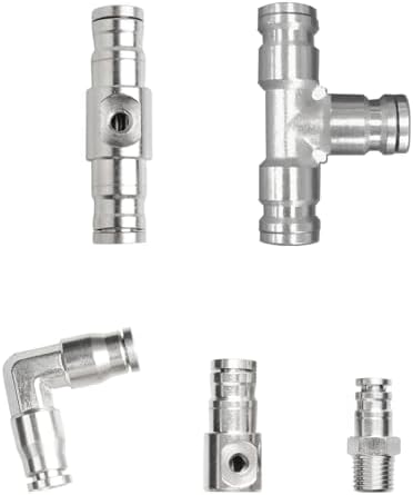 1/4" Brass Slip Connectors Kit for High Pressure Misting System – 5-Piece Brass Misting Nozzle Connectors (Straight, Elbow, Tee, 1/4" Male Lock, End) – 1500 psi by TLTOOLEGIN