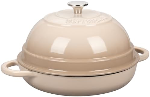 VORRINGARD Cast Iron Enameled Dutch Oven Pot with Lid for Bread Baking, Bread Oven, 6 Quart, Latte - Image 5