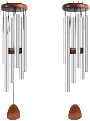 Bursvik 37" Aluminum Wind Chimes for Outside (2 Pack Silver) by BursvikWindChimes