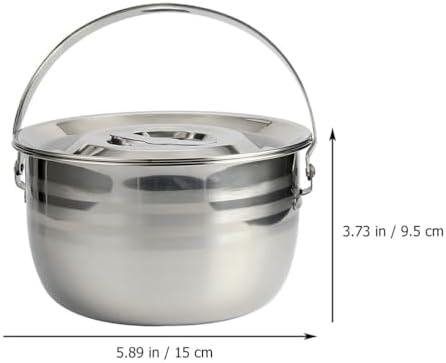 PRETYZOOM Camping Griddle Camping Pot Jacketed Kettle Thicken Child Stainless Steel Thicken Stew Pot Camp Cooking Stainless Steel Cookware - Image 5