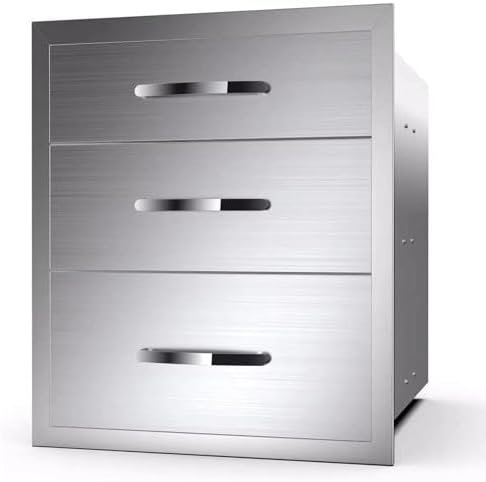 Outdoor Kitchen Drawers Stainless Steel, BBQ Drawer Inserts for Built-in Patio Grill Station, Triple Drawer, 20''W x 27''H x 23''D by MIGODA