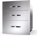 Outdoor Kitchen Drawers Stainless Steel, BBQ Drawer Inserts for Built-in Patio Grill Station, Triple Drawer, 20''W x 27''H x 23''D by MIGODA