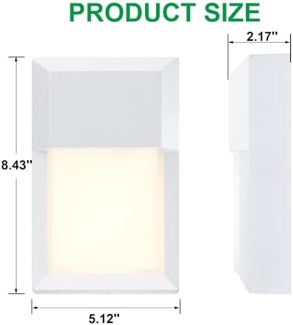 LIT-PaTH Outdoor Wall Light Fixture, Aluminum, LED 3000K, White, 2 Pack - Image 4