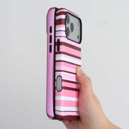 for iPhone 17 Pro Case, Magnetic Matte Frosted Dual-Layer Striped Phone Case for Women, Retro Aesthetic Cover Compatible with Mag Safe Accessories - Rose Cocoa - Image 4