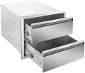Outdoor Kitchen Drawers 18" W x 15" H x 23" D Flush Mount Double layer BBQ Drawers,Stainless Steel Built-in 2-Drawer for Outdoor Kitchen Island, Patio Grill Station by SGOLAN