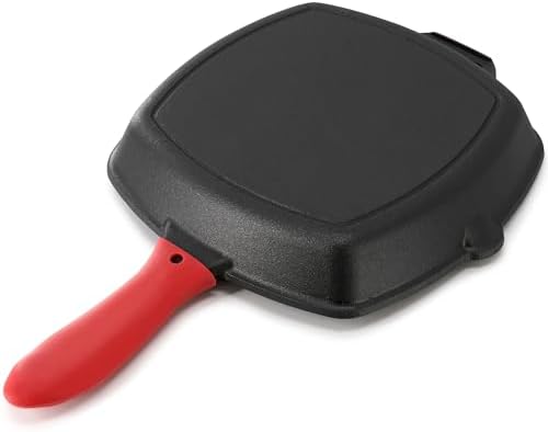 Megachef 10.4 Inch Pre-Seasoned Cast Iron Griddle with Tempered Glass Lid - Image 4