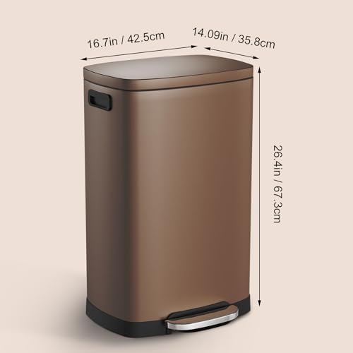 ELPHECO Kitchen Trash Can with Lid 13 Gal Stainless Steel Pedal Garbage Can - Image 3