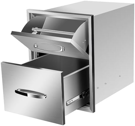 Outdoor Kitchen Drawers Stainless Steel, BBQ Drawer Inserts for Built-in Patio Grill Station, Outdoor Kitchen Cabinets Drawer, 16''W x 20''H x 20''D by MIGODA