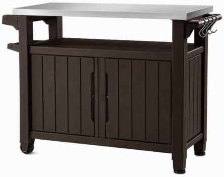 Outdoor Prep & Storage Cart, Stainless Steel Top, 78 Gal, Brown by Unknown