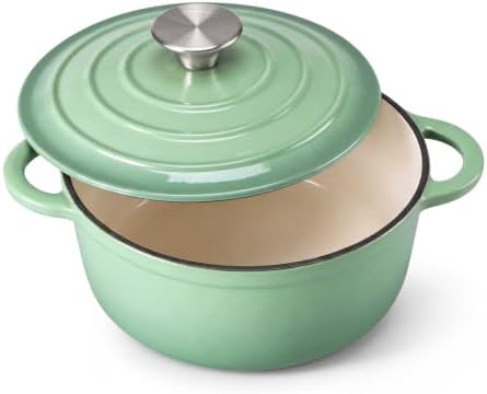 Leonyo 3-Quart Small Enameled Cast Iron Dutch Oven with Lid,Pistachio Green by Leonyo