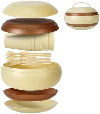 Camping Dishes Picnic Set, 17Pcs Plastic Dinnerware Dishes Sets for 4 by Shopwithgreen