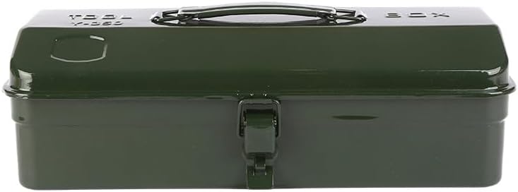 Metal Tool Box with Handle & Lock, Portable Steel Toolbox for Garage, Car & Workshop, Small Tool Storage Box 14.2",Green by whillar