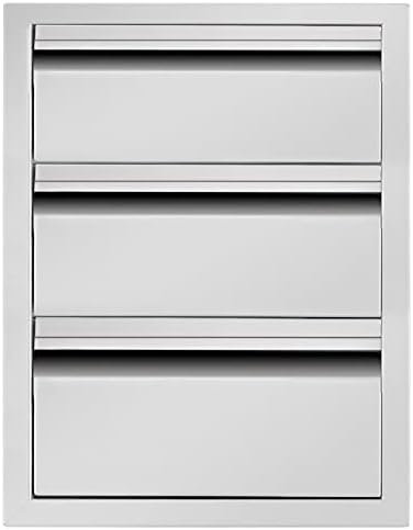 14" W Outdoor Kitchen Drawer Stainless Steel BBQ Triple Drawer Flush Mount for Outdoor Kitchen Island(Overall Size:14" W x 21" H x 23" D inch) by ATATOD