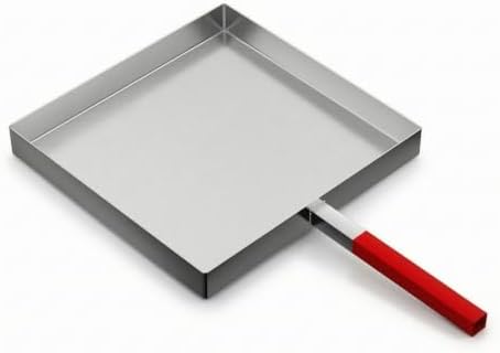 Outdoor Cooking Griddle Skillet Frying Pan Flat Pan Stainless Steel Uncoated Metal Surface and Balanced Straight Handle suitable for meal prep, 31x32x4cm, 1.1mm Thickness by Unknown
