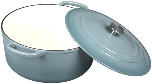 EDGING CASTING Enameled Dutch Ovens Cast Iron Dutch Oven Pot with Lid for Bread Baking, Cook, Dual Handle, 5.5 Quart, Seasalt - Image 2
