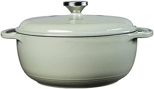 Lodge 4.5 Quart Enameled Cast Iron Dutch Oven with Lid – Dual Handles – Oven Safe up to 500° F or on Stovetop - Use to Marinate, Cook, Bake, Refrigerate and Serve – Desert Sage - Image 2