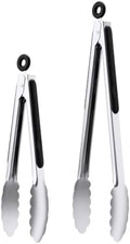 9 & 12 Inch Kitchen Tongs, Stainless Steel Metal Cooking Tongs (9"+12") by DAILYKISN