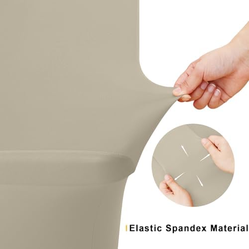 Smiry 2 Pack Spandex Table Cloth 4FT, Elastic Fitted Taupe Tablecloth - Image 5