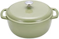 Amazon Basics Enameled Cast Iron Dutch Oven Pot With Lid, 6-Quart, Round, Dual Handles, Heavy-Duty, Oven Safe for Stews, Roasting & Baking, Olive by AmazonBasics