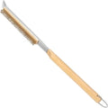 21'' Pizza Brush with Stainless Steel Stone Scraper - Brass Bristles - Wood Handle - Hanging Ring - Outdoor Pizza Oven Accessory - Compatible with Ooni, Gozney, Blackstone, Solo Stove Ovens by LeightszenHomeKitchen