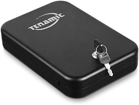 Tenamic Pistol Safe, Portable Travel Gun Safe, Solid Steel Handgun Lock Box for Home, Gun Safes for Car, Black by Tenamic