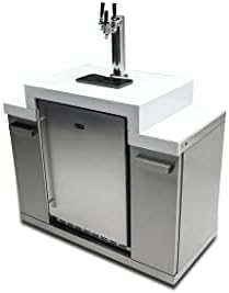 Mont Alpi Stainless Steel 48"W x 23"D x 55" H Premium Outdoor Kegerator 3-tap Draft Keg Beer Dispenser Refrigerator Module with Digital Display and Drip Tray plus White Granite Countertops and Storage - Image 2