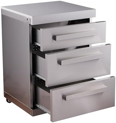 Mont Alpi 3-Drawer Soft-Close Stainless Steel Outdoor Kitchen Cabinet Module with White Granite Countertop - 25" W | 304 SS | MAi805 & MAi400 - Image 5