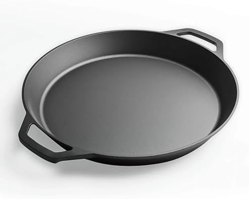 LI-GELISI 24-inch cast iron frying pan with dual auxiliary handles, nitrogen-treated for rust resistance, suitable for stoves/grills/campfires, heavy-duty outdoor cooking pan by LI-GELISI