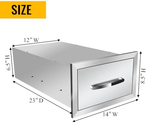 Pull Out Trash Drawer, Lower Sliding Rails Stainless Steel Roll Out Trash Bin Pull Out Tray With Handle For Outdoor Kitchen BBQ Island Grill Station,Single Drawer - Image 2
