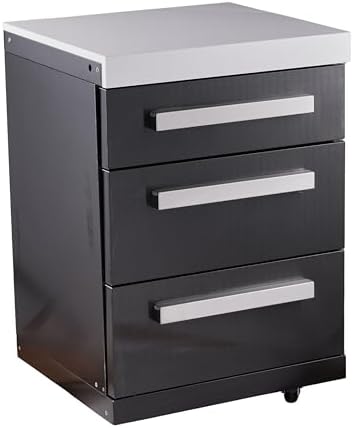 Mont Alpi 3-Drawer Right Cabinet Module - Black Stainless Steel | Soft-Close Slides | White Granite Top | Fits MAi805 & MAi400 | 25" W - Image 3