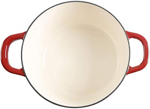 Crock-Pot Artisan 7-Quart Round Enameled Cast Iron Dutch Oven – Scarlet Red, Heavy-Duty Cookware for Slow Cooking, Baking, Roasting with Lid - Image 4
