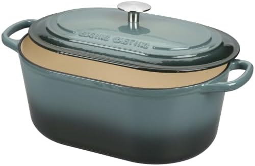 EDGING CASTING Enameled Cast Iron Oval Dutch Oven, 6QT, Slateblue - Image 4