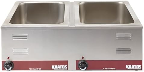 Kratos Commercial Electric Countertop Dual Well Food Warmer, Portable Steam Table Food Warmer, Holds Two 12" x 20" Food Pans, NSF Certified - Image 2