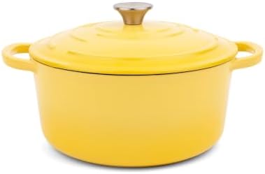 Larder & Vine 5.7 qt Enameled Cast Iron Dutch Oven Pot with Lid, Limoncello by LarderVine