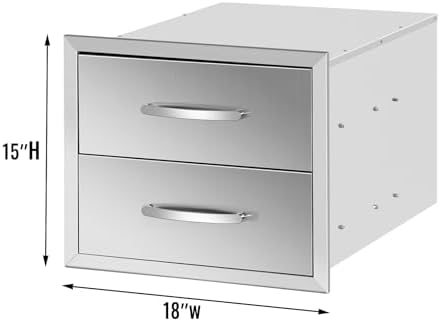 Outdoor Kitchen Drawers Stainless Steel, BBQ Drawer Inserts for Built-in Patio Grill Station, Outdoor Storage Drawer, 18''W x 15''H - Image 2