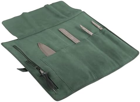 Leather Knife Roll Bag for Chefs – 17.5” x 17.5” Professional Chef Knife Storage Organizer, Portable Culinary Knife Case, Travel Knife Roll for Kitchen, BBQ & Catering (Green) - Image 5